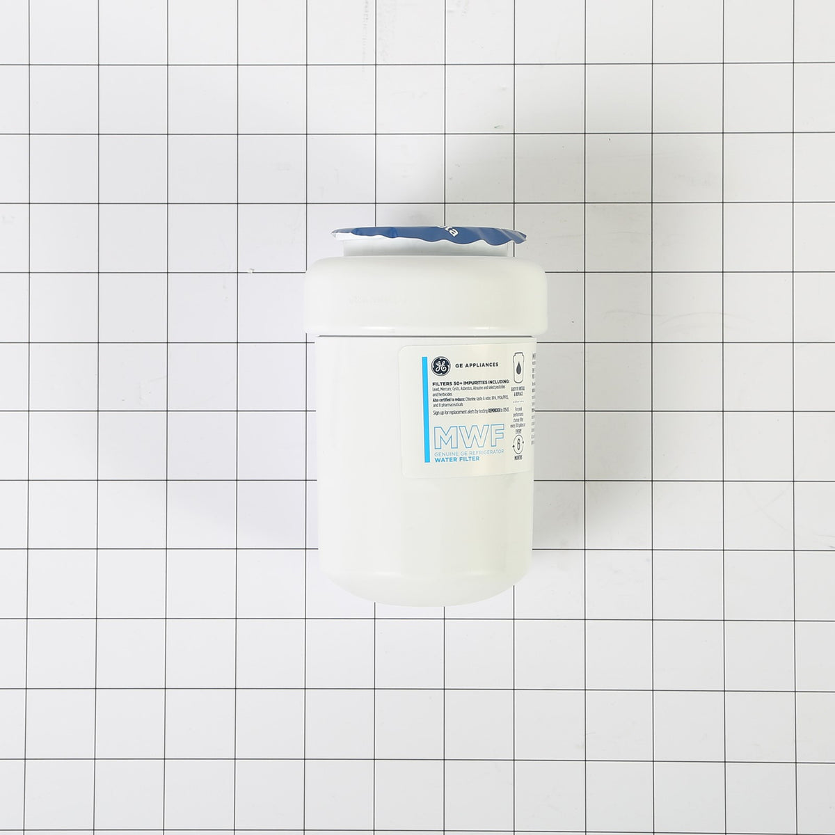 GE MWFP Water Filter Canister - shown with measurements
