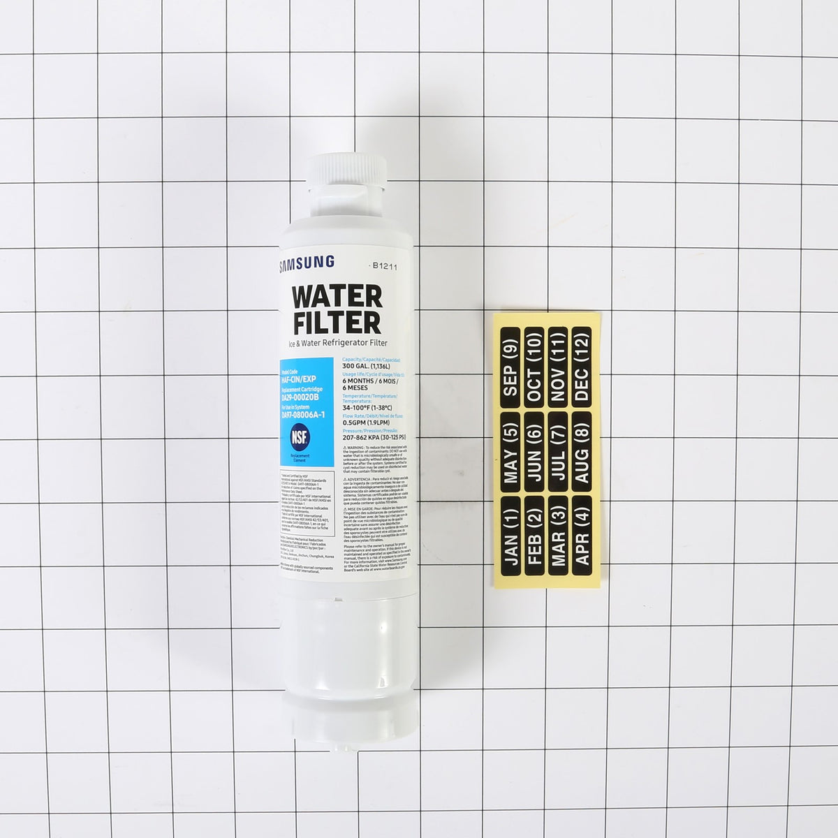 Samsung DA29-00020B Water Filter - shown with measurements