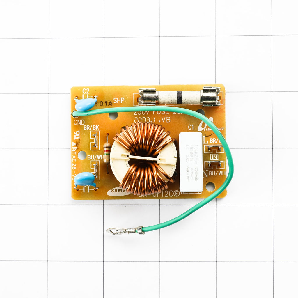 Samsung DE96-00400C Noise Filter Assembly - shown with measurements