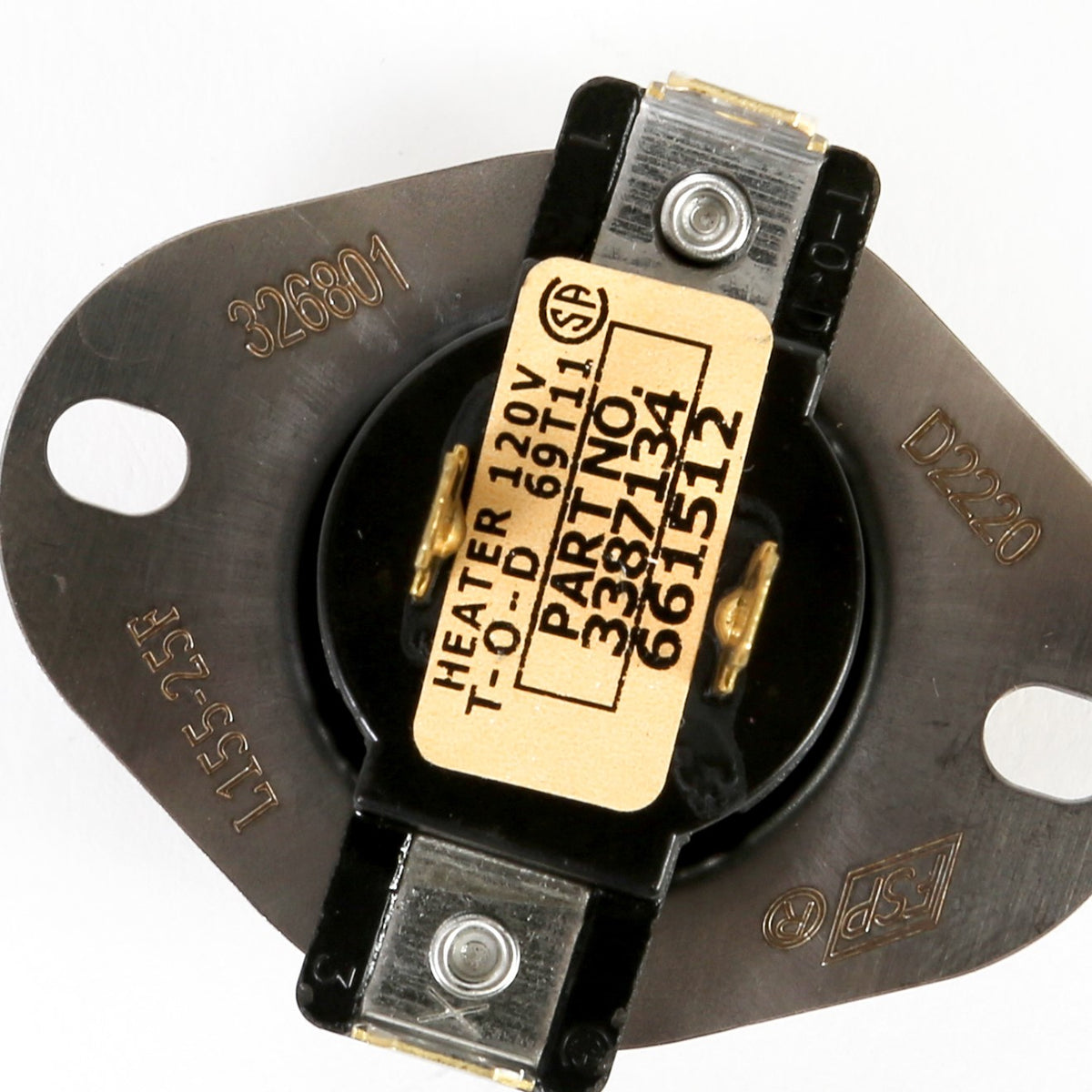Whirlpool WP3387134 Thermostat-Fix - part number label