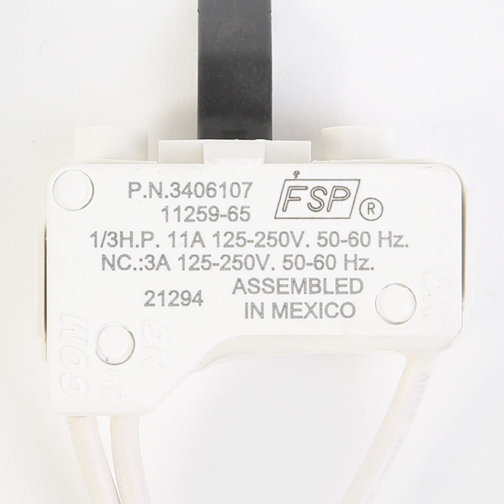 Whirlpool WP3406107 Switch-Dor - part number label
