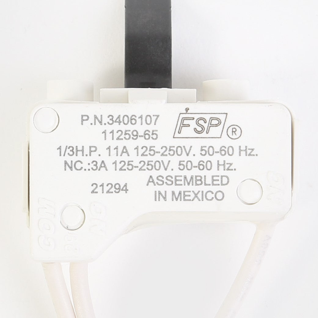 Whirlpool WP3406107 Switch-Dor - part number label