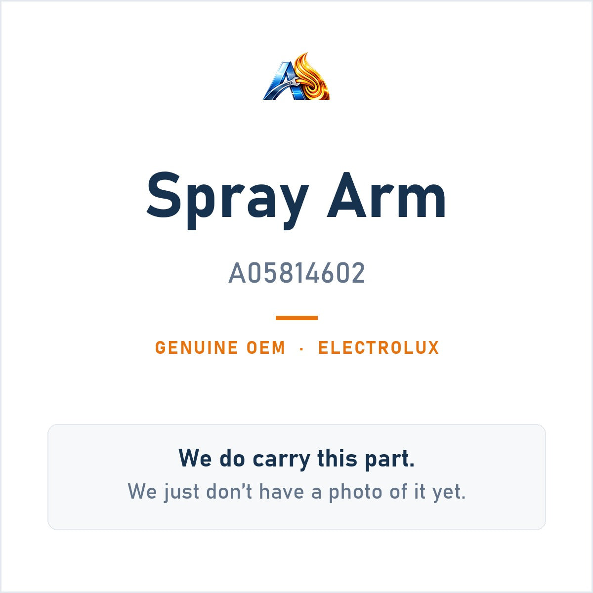 Electrolux A05814602 Spray Arm - genuine OEM appliance part, photo coming soon