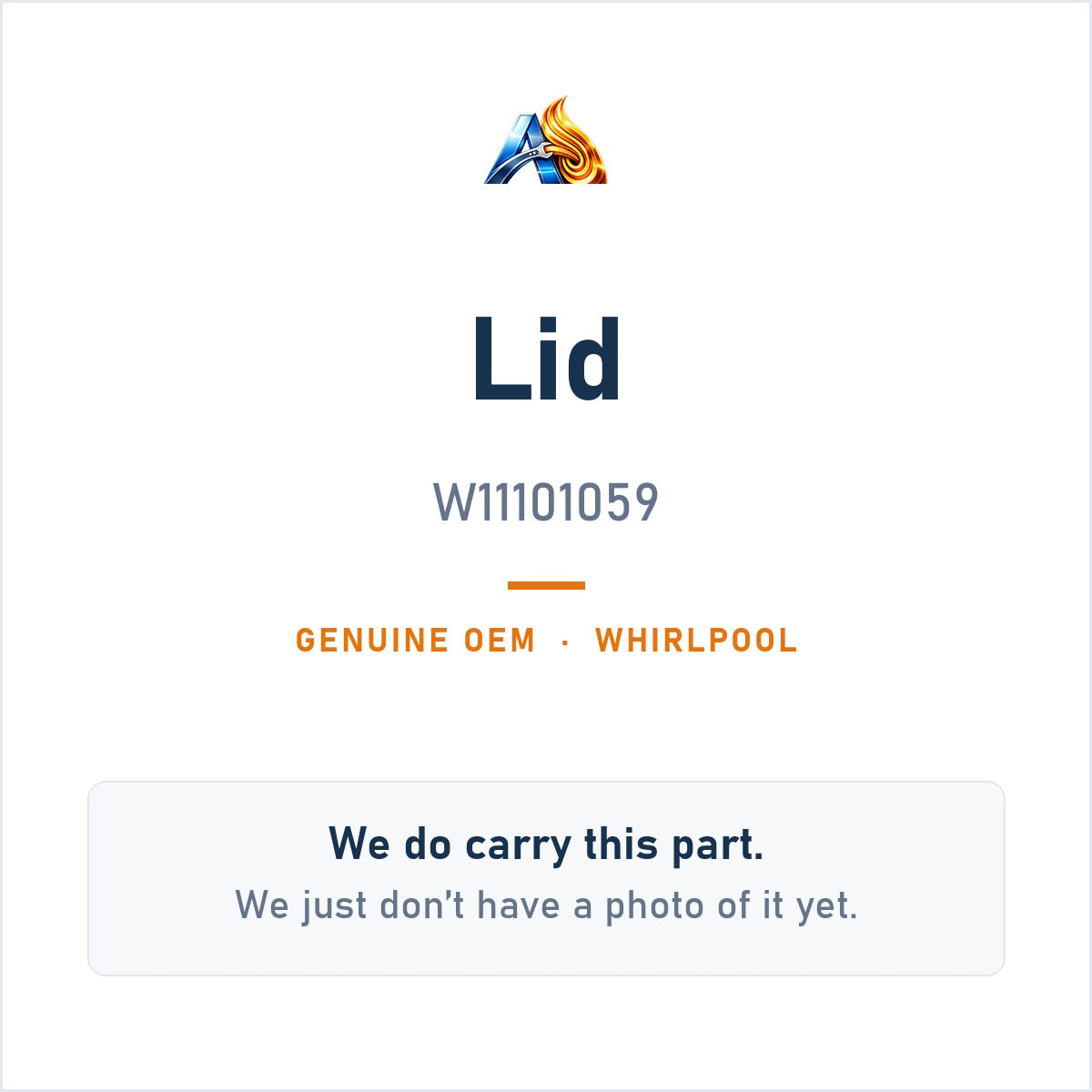 Whirlpool W11101059 Lid - genuine OEM appliance part, photo coming soon