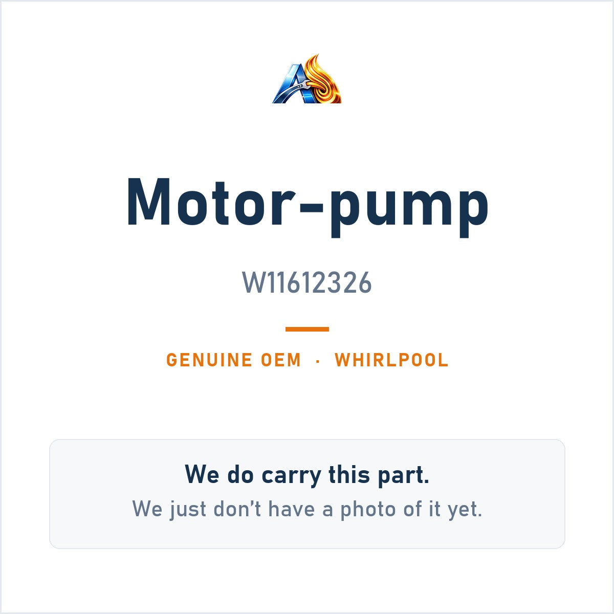 Whirlpool W11612326 Motor-Pump - genuine OEM appliance part, photo coming soon
