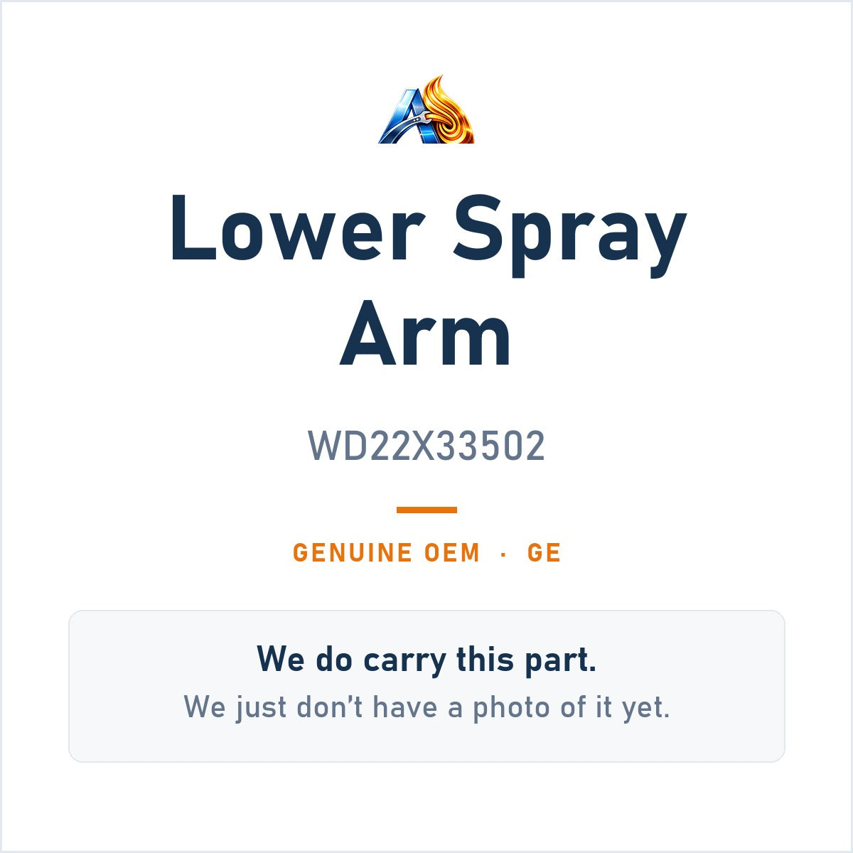 GE WD22X33502 Lower Spray Arm - genuine OEM appliance part, photo coming soon
