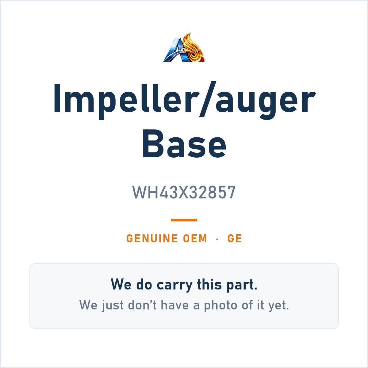 GE WH43X32857 Impeller/Auger Base - genuine OEM appliance part, photo coming soon