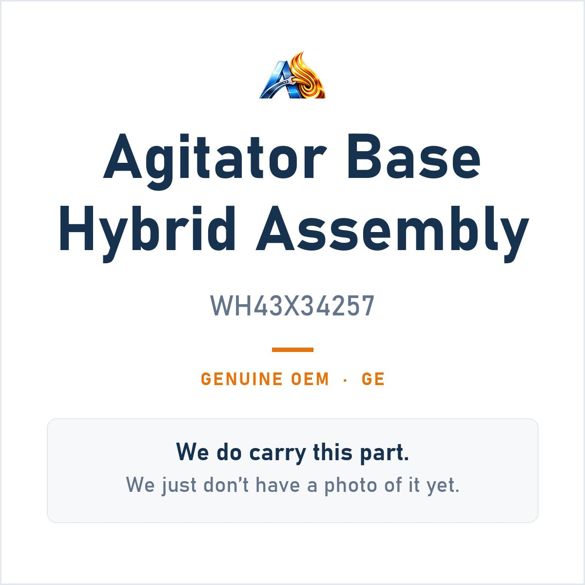 GE WH43X34257 Agitator Base Hybrid Assembly - genuine OEM appliance part, photo coming soon