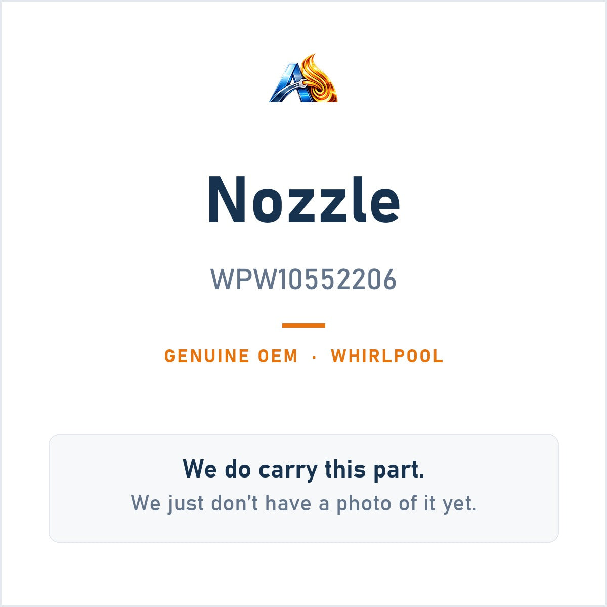 Whirlpool WPW10552206 Nozzle - genuine OEM appliance part, photo coming soon