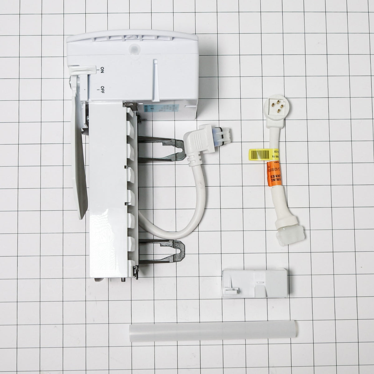 GE WR30X10093 Refrigerator Ice Maker Kit - shown with measurements