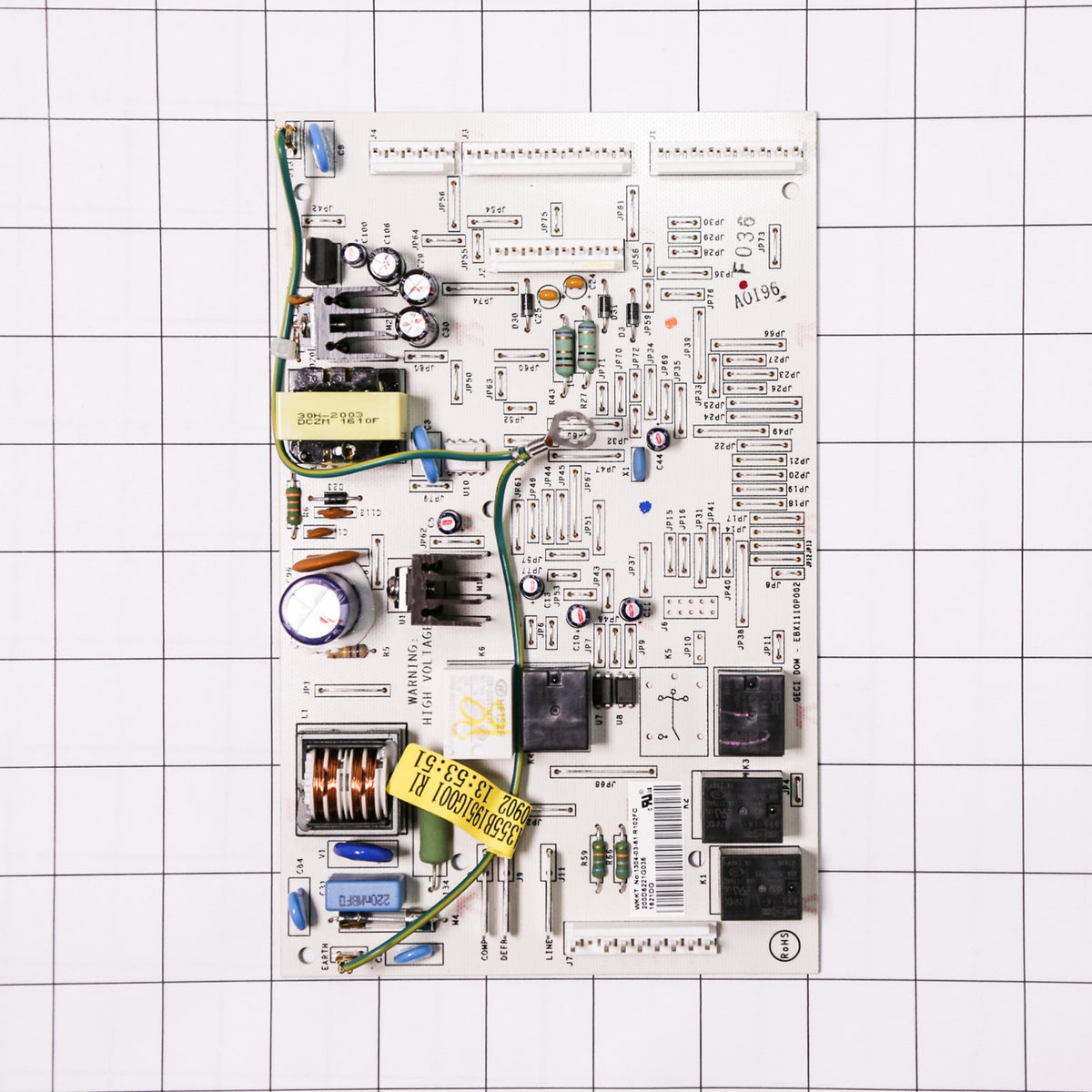 GE WR55X24347 Refrigerator Control Board - shown with measurements