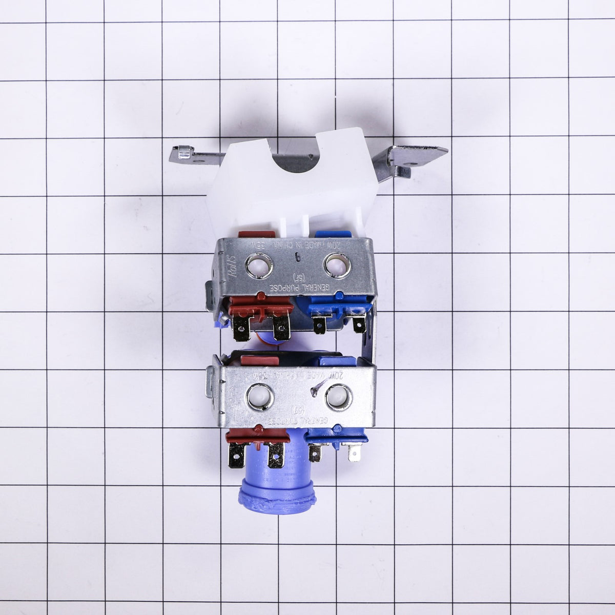 GE WR57X10084 Bracket and Valve Assembly - shown with measurements