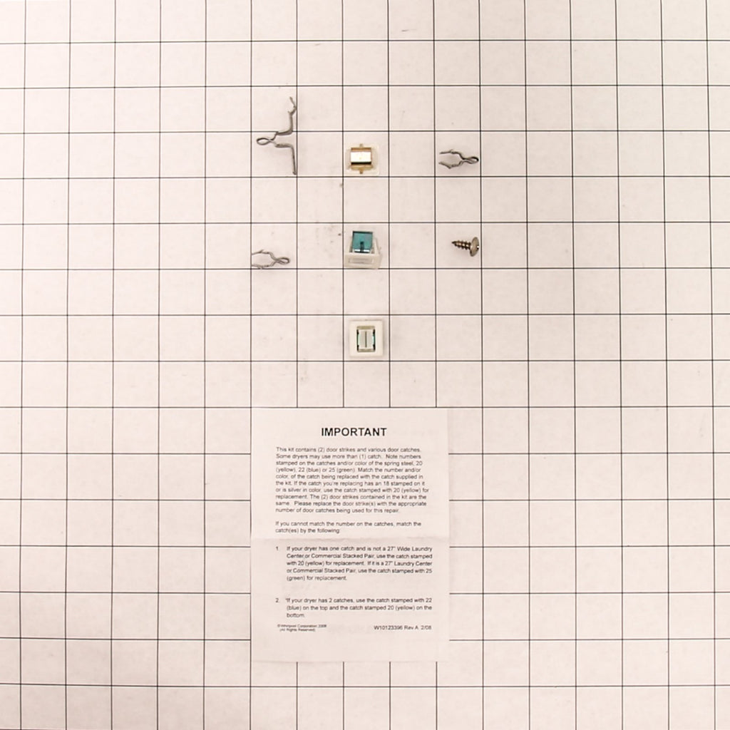 Whirlpool 279570 Dryer Door Latch Kit - shown with measurements
