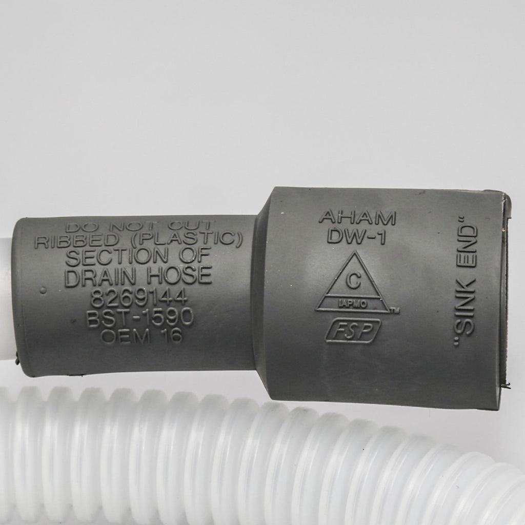 Whirlpool 8269144A 6' D/W Drain Hose-Straig - part number label