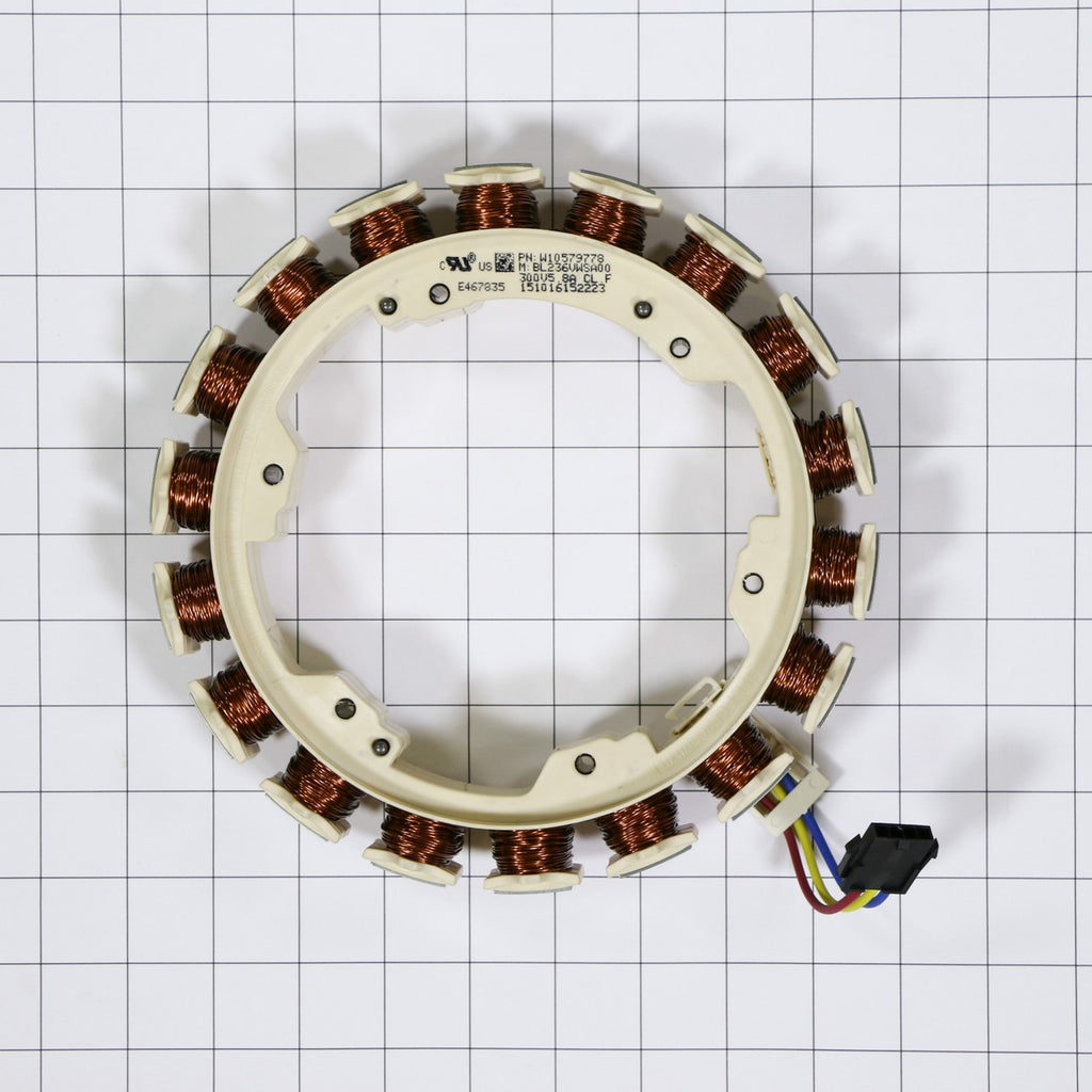 Whirlpool W10754158 Stator - shown with measurements