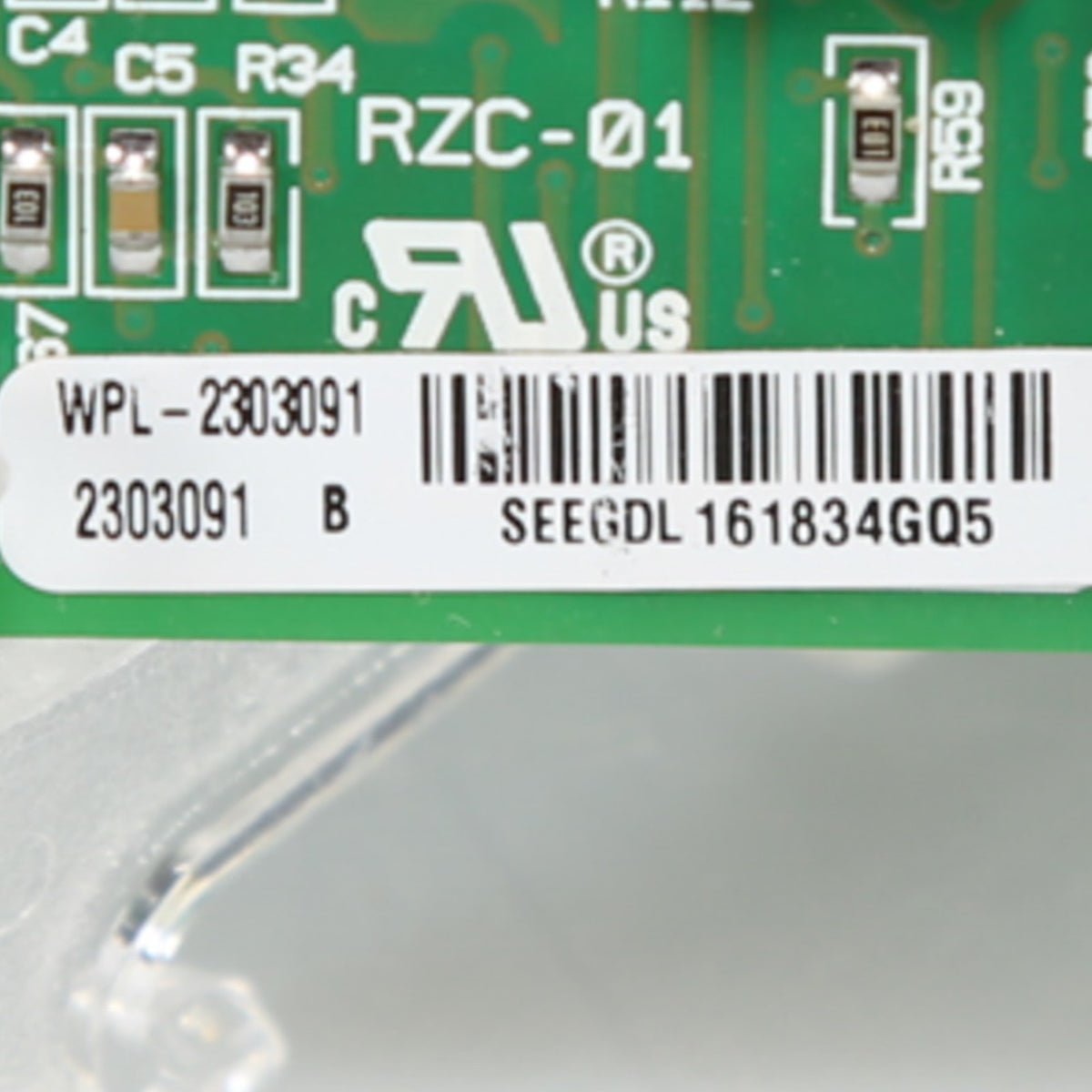 Whirlpool WP2303091 Control-Electric - part number label