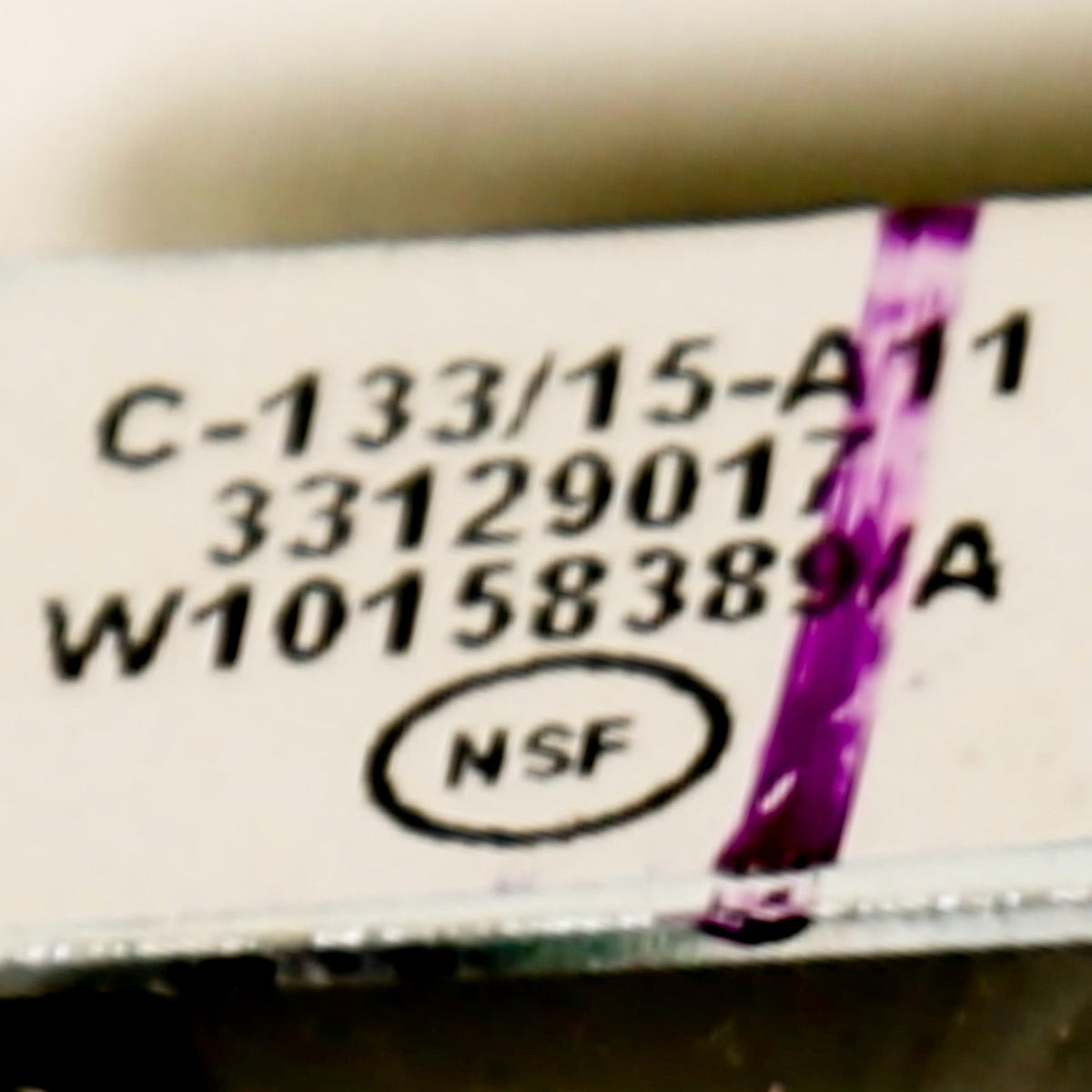 Whirlpool WPW10158389 Valve-Inlet - part number label