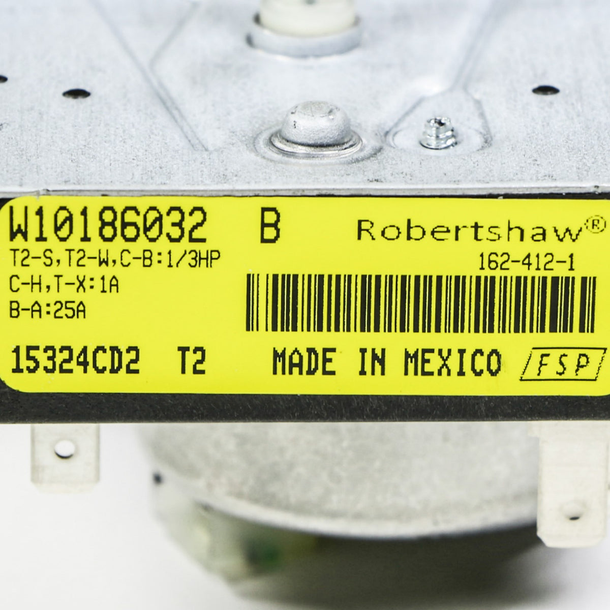Whirlpool WPW10186032 Timer - part number label