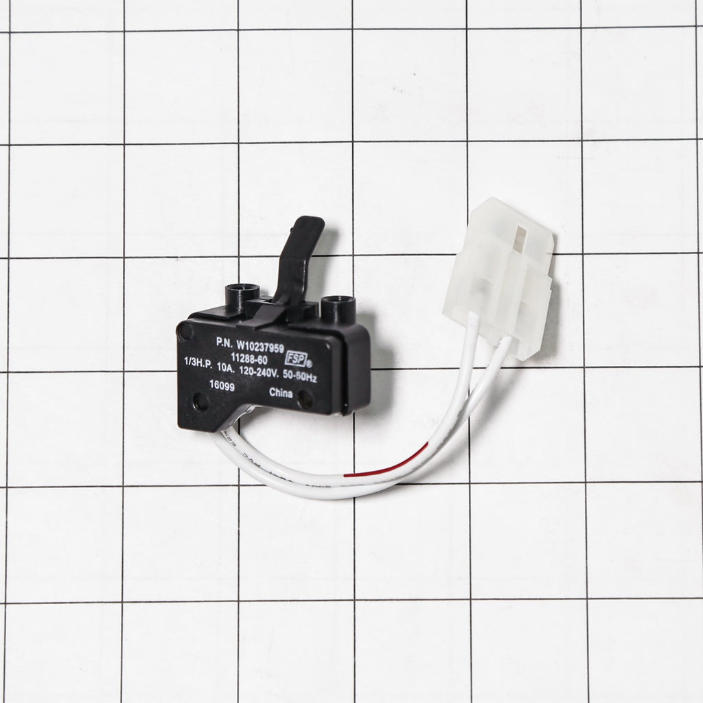 Whirlpool WPW10237959 Switch-Dor - shown with measurements