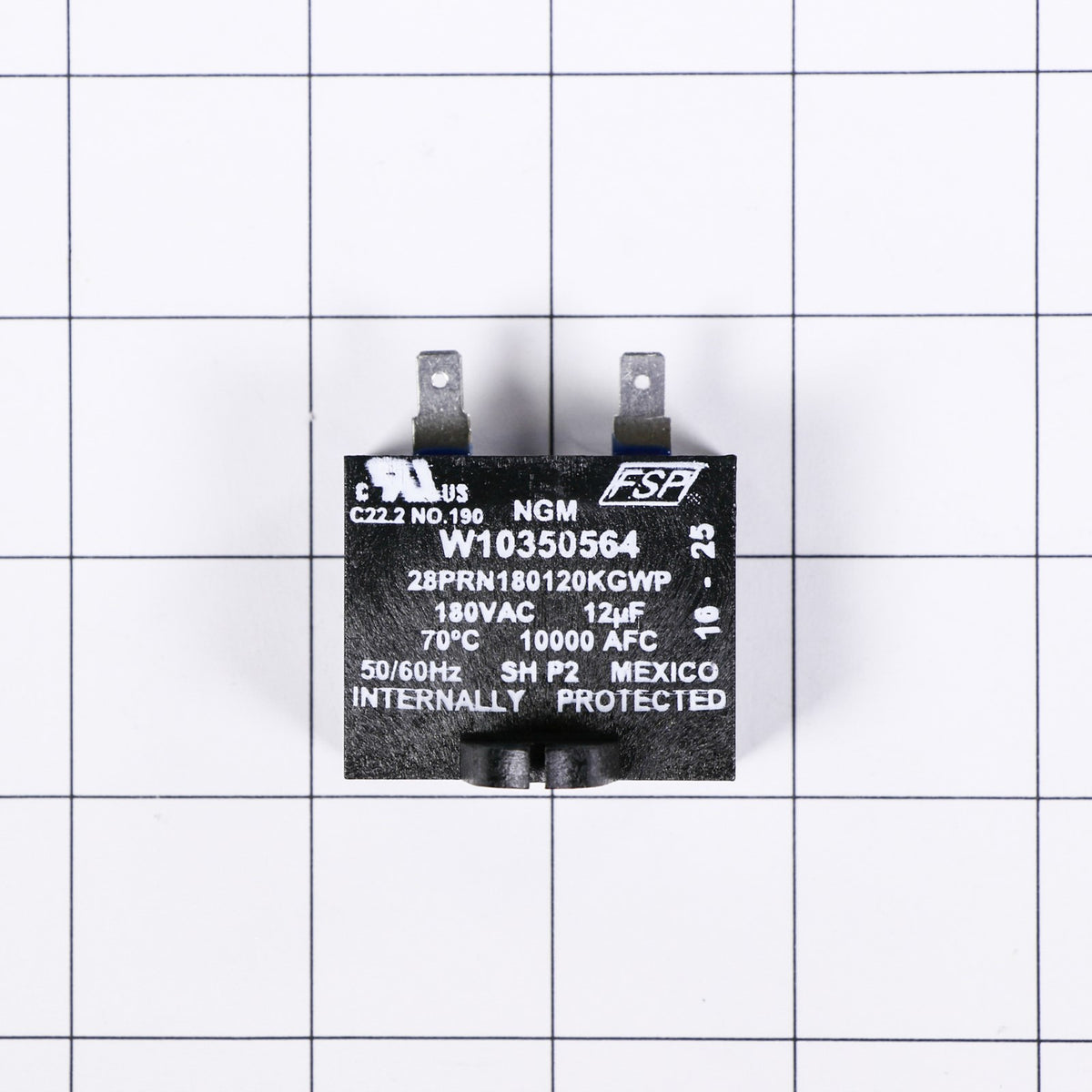 Whirlpool WPW10350564 Capacitor - shown with measurements