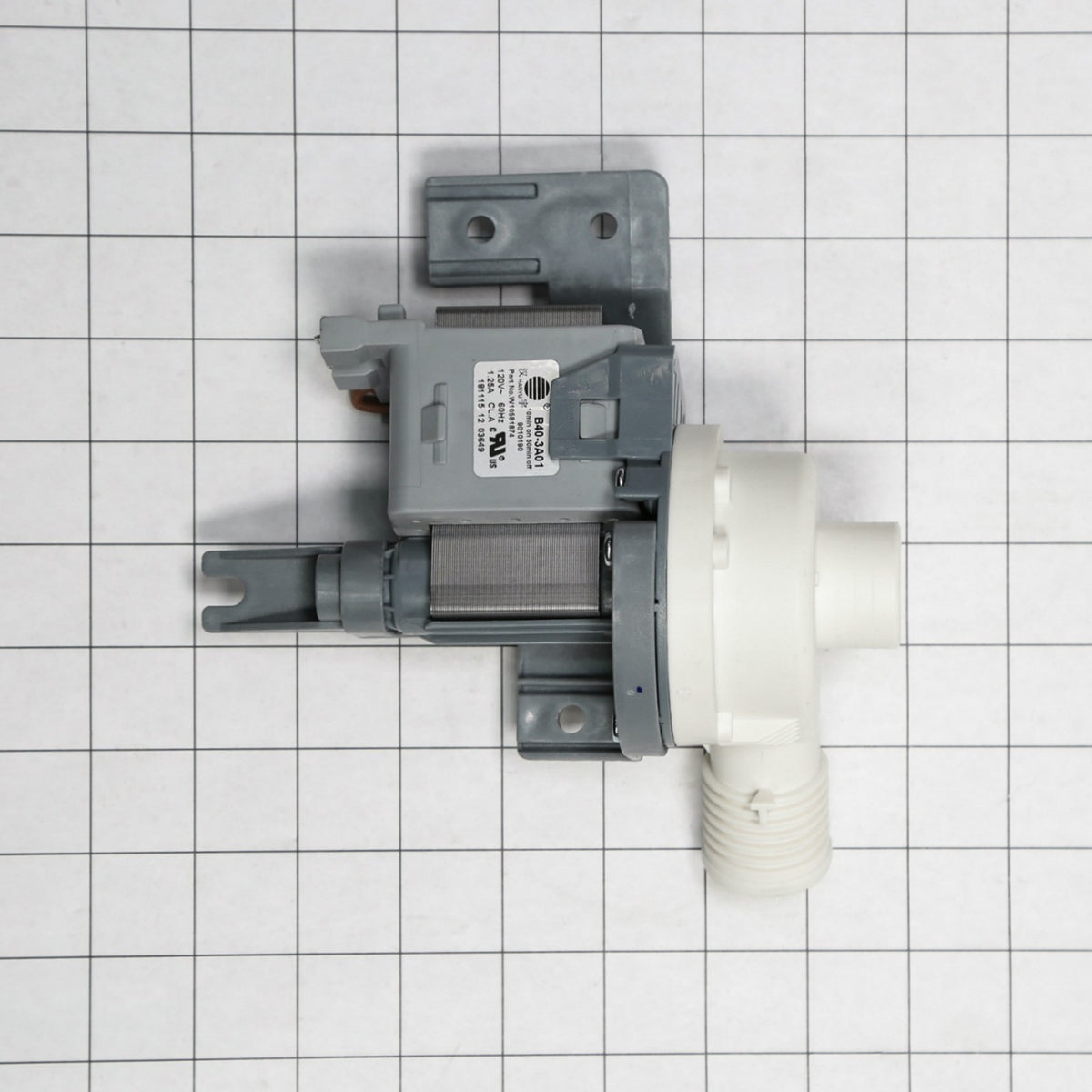 Whirlpool WPW10581874 Pump-Water - shown with measurements